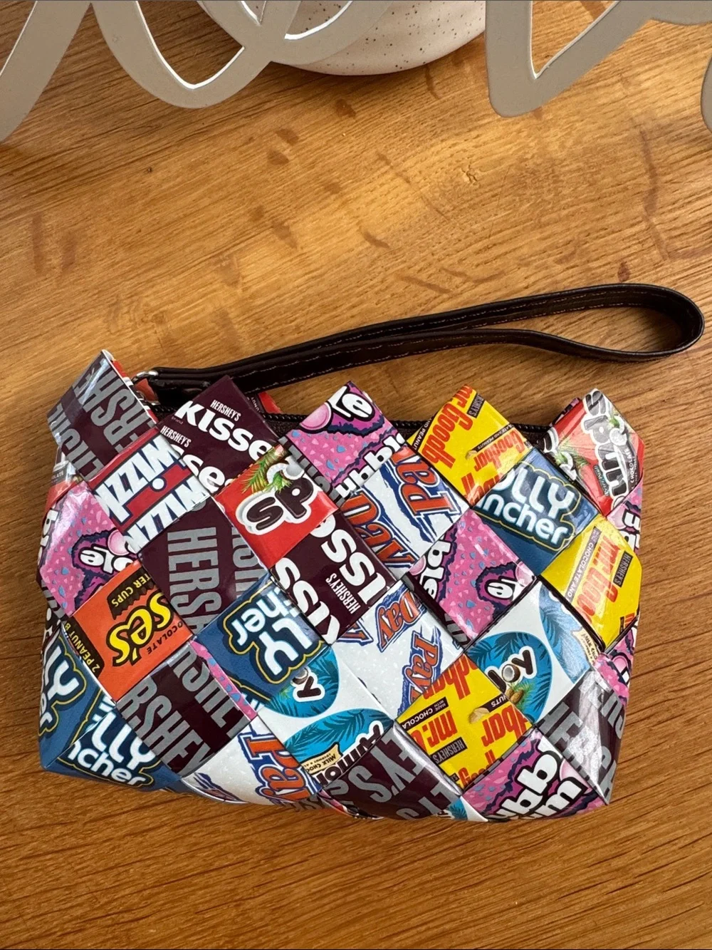 Candy Wrapper Patchwork Wristlet
